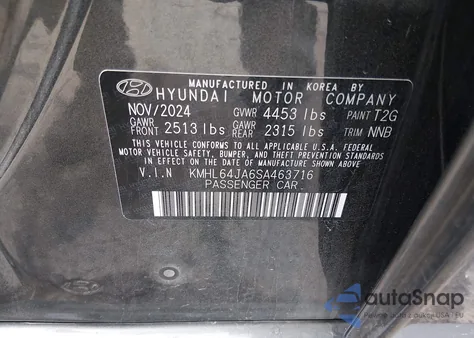 2025 Hyundai Sonata Sel z USA, uszkodzony, nr VIN KMHL64JA6SA463716